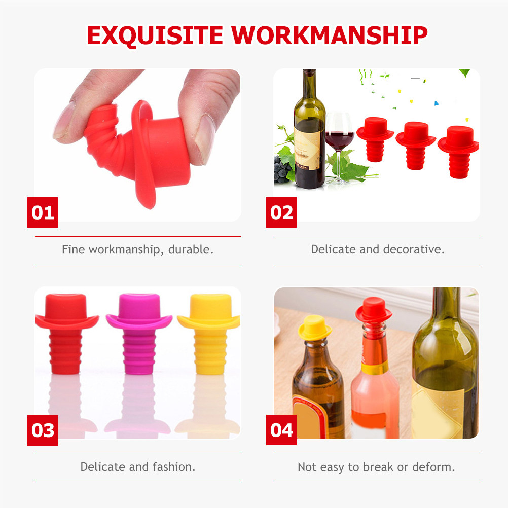 4Pcs Silicone Wine Bottle Stop - Wine Beer Hat recension och pris